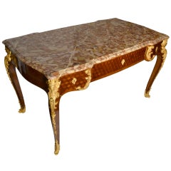 Louis XV style marquetry bureau plat/hall table