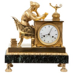Antique Period French Directoire mantle clock known as  "La Lecture"