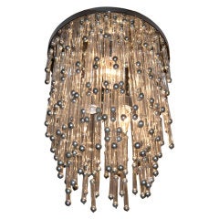 A 1950's Glass Rod and Chrome Chandelier