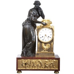 Vintage Period French Empire Clock "Study and the Sciences" Circa 1815
