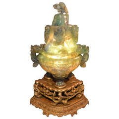 Antique Large Chinese 'Quartz' Lamp