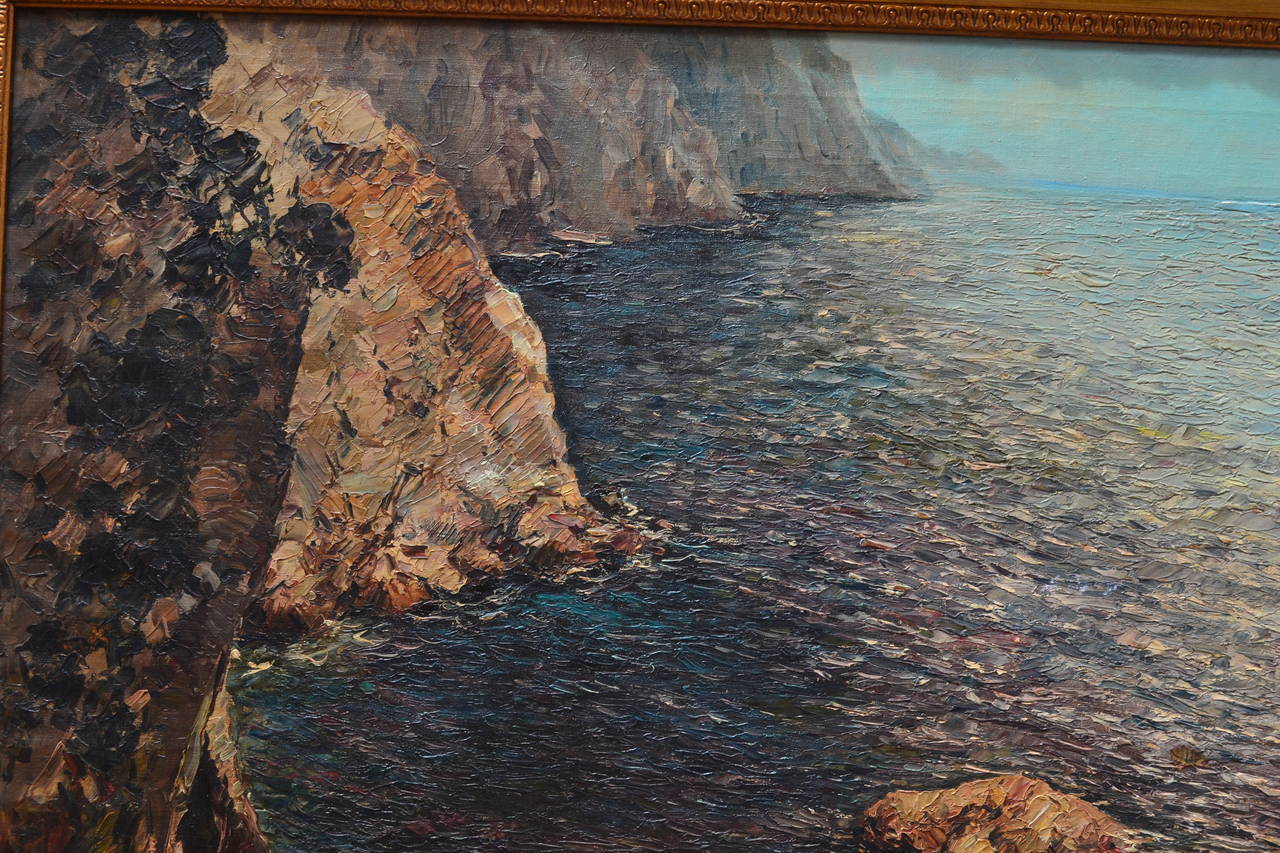 Original Oil of the Isle of Capri, signed Matteo Sarno