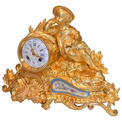 Antique Napoleon III Gilt Bronze Clock, Allegory to Summer, France, circa 1870