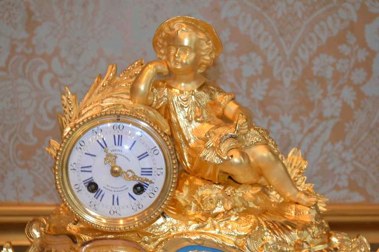 Napoleon III Gilt Bronze Clock, Allegory to Summer, France, circa 1870