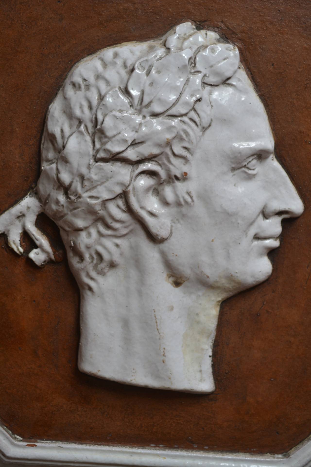 Classical Roman Pair of Octagonal Terracotta Profiles of Roman Senators