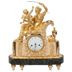 Antique Period French Empire gilt bronze mantle clock