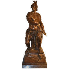 Bronze Statue Titled 'La Vaillance' by Emile Louis Picault