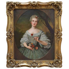 Oil Painting of a French 18th Century Young Woman