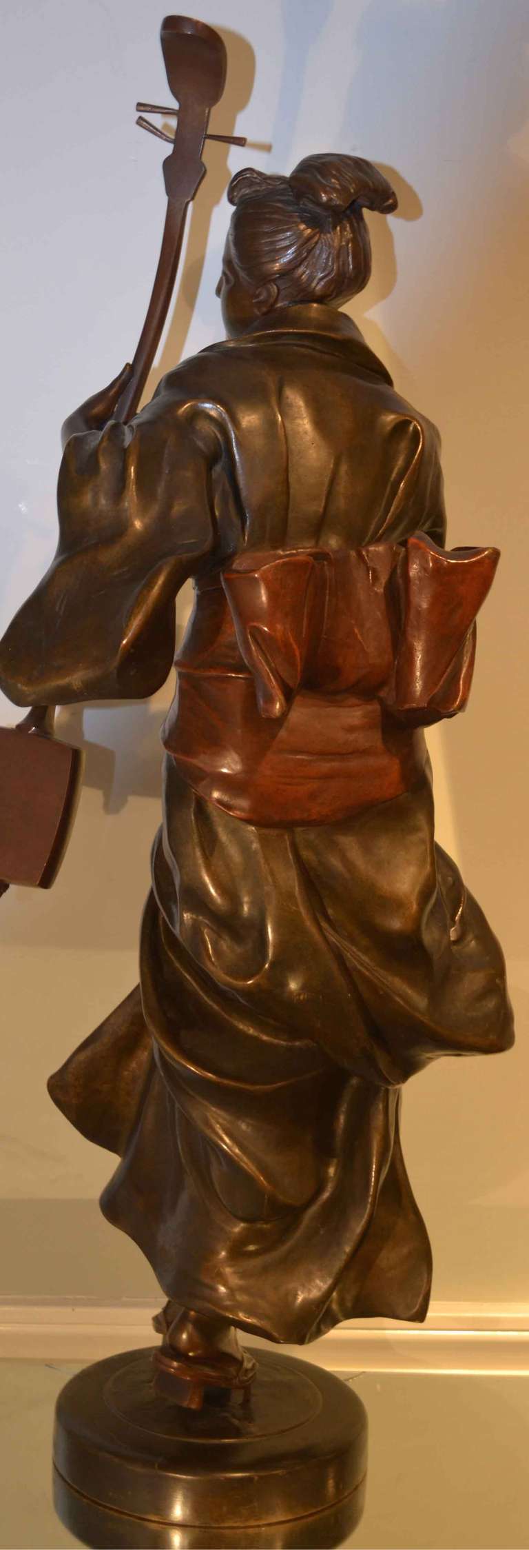 Japonisme Bronze Statue of a  Japanese Lady by A. Lanson For Sale