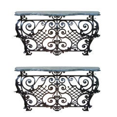 Pair of wrought iron consoles