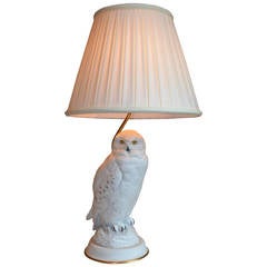 Snowy owl porcelain lamp