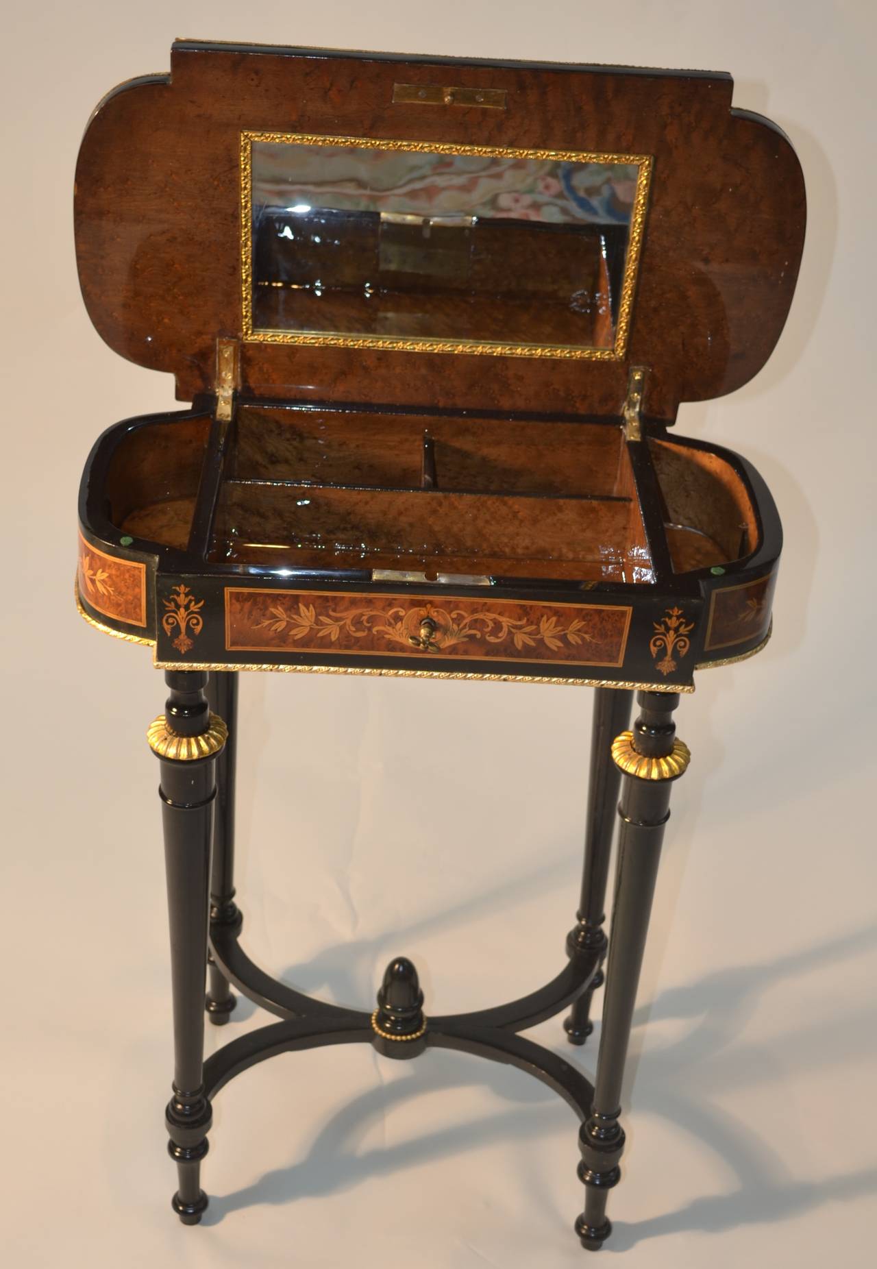 Ebonized Napoleon III sewing table For Sale