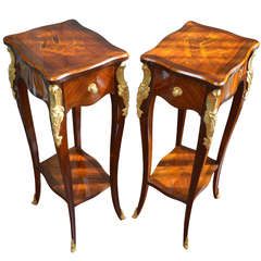 Pair of French Louis XV Style Inlaid Occasional Tables