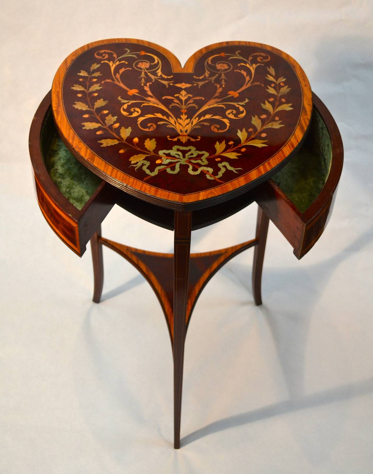 Inlay Edwardian Heart Shaped Table For Sale