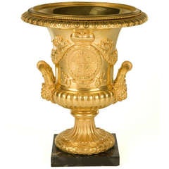 Antique Gilt Bronze Heraldic Campana Urn