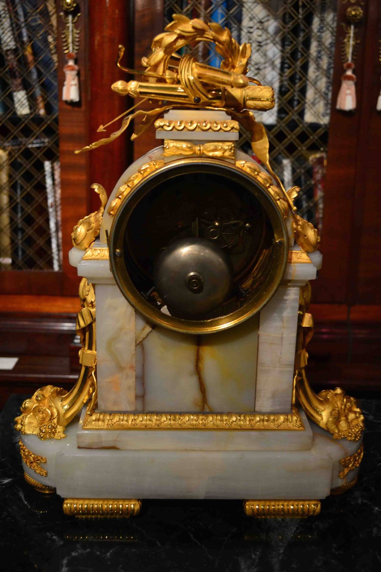 19th Century French Louis XVI Style Gilt Bronze and Onyx Mantle Clock by Raingo Freres