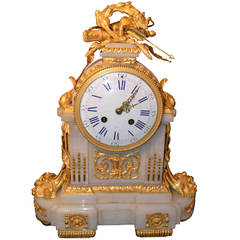 French Louis XVI Style Gilt Bronze and Onyx Mantle Clock by Raingo Freres