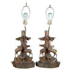 Pair of Black Forest lamps