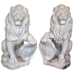 A large pair of glazed terracotta lions