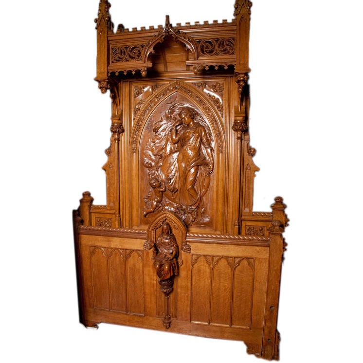 mid 19th Century English Gothic Revival Bed