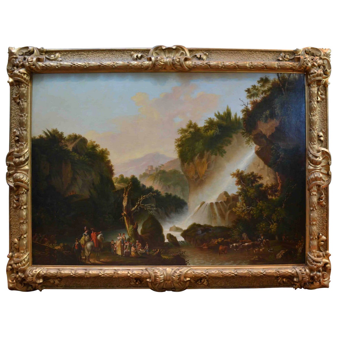 Large 19thC Oil painting by/after Claude Vernet (1714 - 1789) For Sale