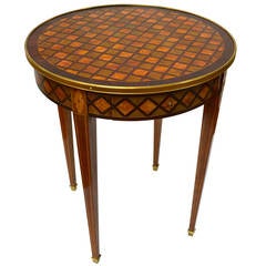 French Louis XVI Style Parquetry Occasional Table in the Style of Riesener