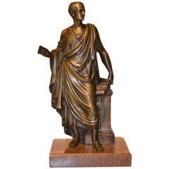 French Bronze of a Roman Senator Inscribed Duchoiselle on the Plinth
