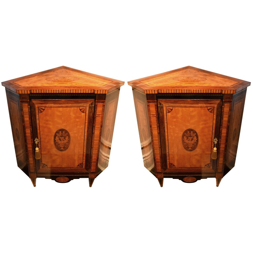Pair of 18th Century Dutch Corner Cupboards