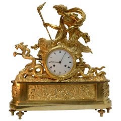 Vintage Very Rare Empire Clock of Demeter Being Drawn by Dragons