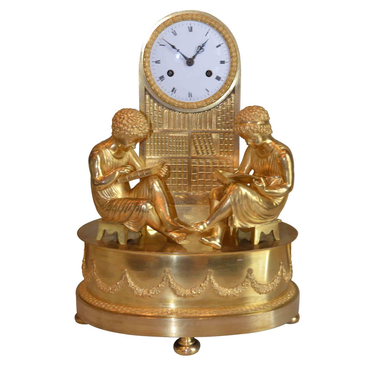 Period French Empire Clock Called 'The Library' For Sale