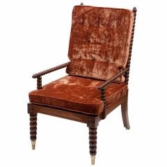 Antique Period Regency spindle back open arm chair