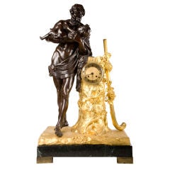 French Empire Clock showing Silenius holding the Infant Dionysus