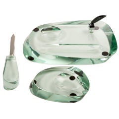 Modern Crystal Desk Set - Likely French Circa 1950
