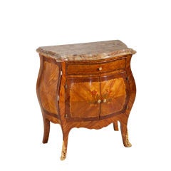 Small Louis XV style marquetry bombe chest