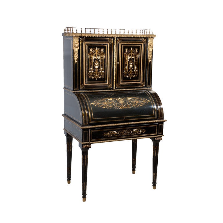 Napoleon III Ebonized Roll -Top Desk