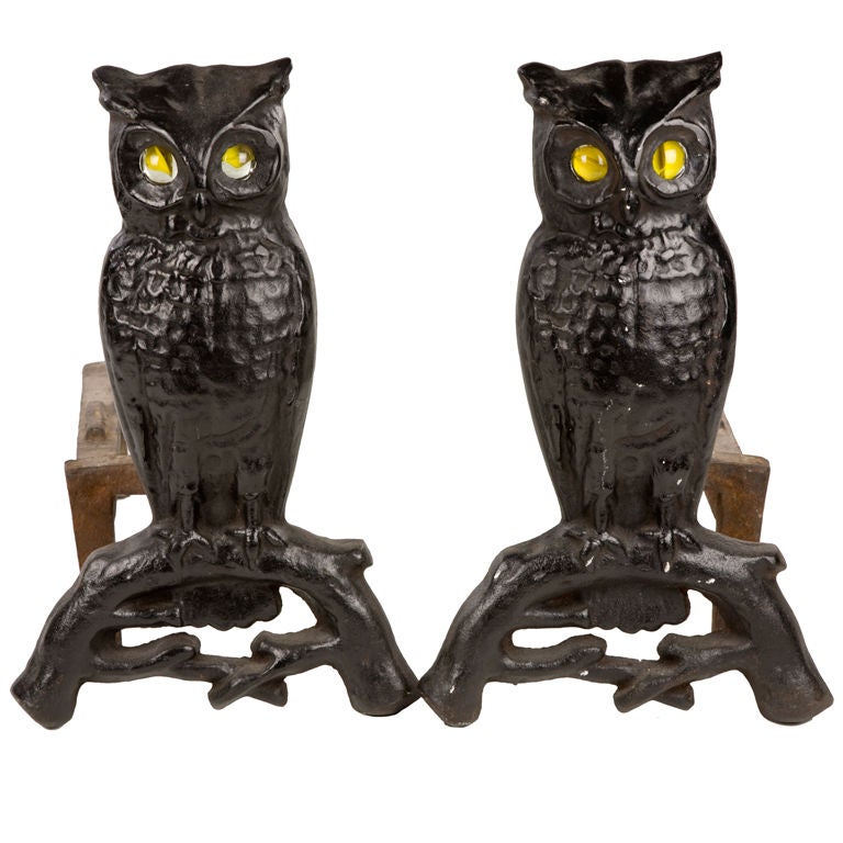 Owl Andirons 3 For Sale on 1stDibs owl andirons value, antique owl