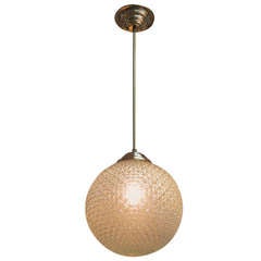French Modern Globe Chandelier in Frosted Glass and Nickeled Bronze, 1960 6