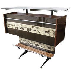 Vintage Mid century Italian bar with musical instruments