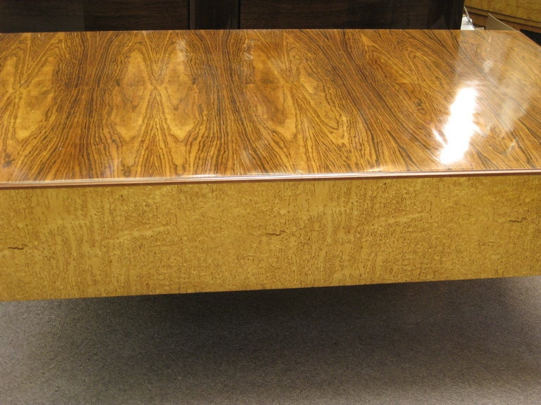 Brazilian rosewood and birds eye maple rectangular coffee table @1940 In Excellent Condition In New York City, NY