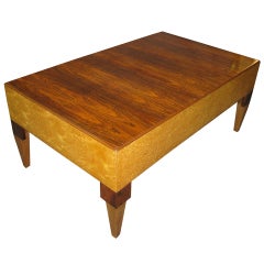 Brazilian rosewood and birds eye maple rectangular coffee table @1940