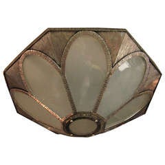 Vintage Palatial ceiling mount, iron and frosted glass @ 1925