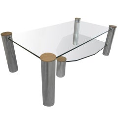 Large Glass and Nickel Coffee Table "Arctic Slab" by Yves Maxx 10