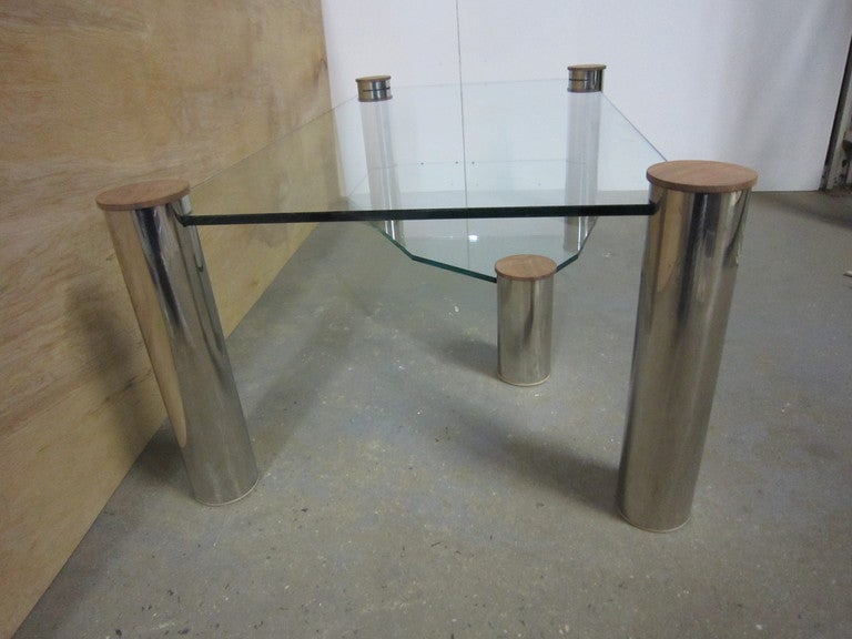 Modern Large Glass and Nickel Coffee Table 