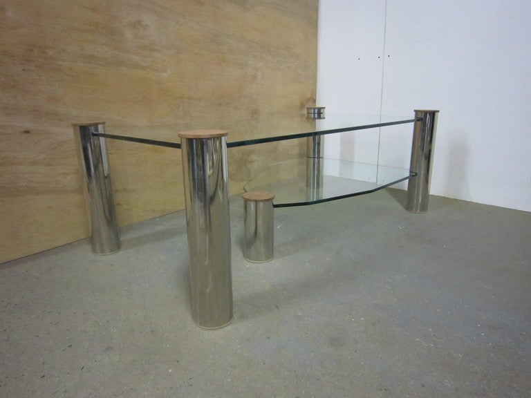 Large Glass and Nickel Coffee Table 