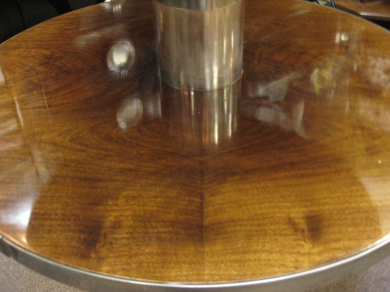 French Art Deco Occasional Table in Wood, Mirror, Nickel -Maurice Triboy For Sale 4