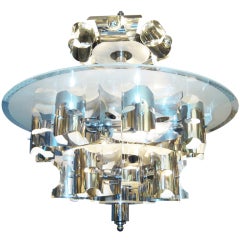 Palatial Futuristic Modernist Chandelier attributed to J. Adnet