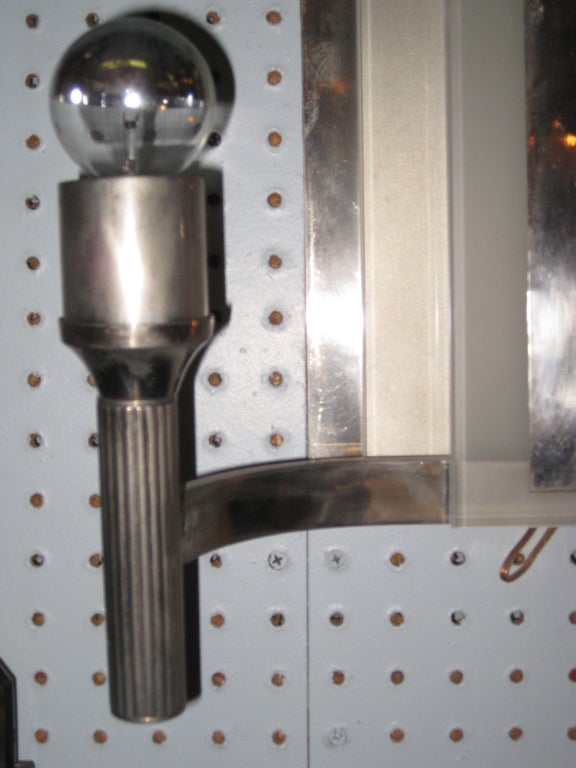 20th Century Pair or Four Nickeled Bronze and Glass Modernist Sconces For Sale