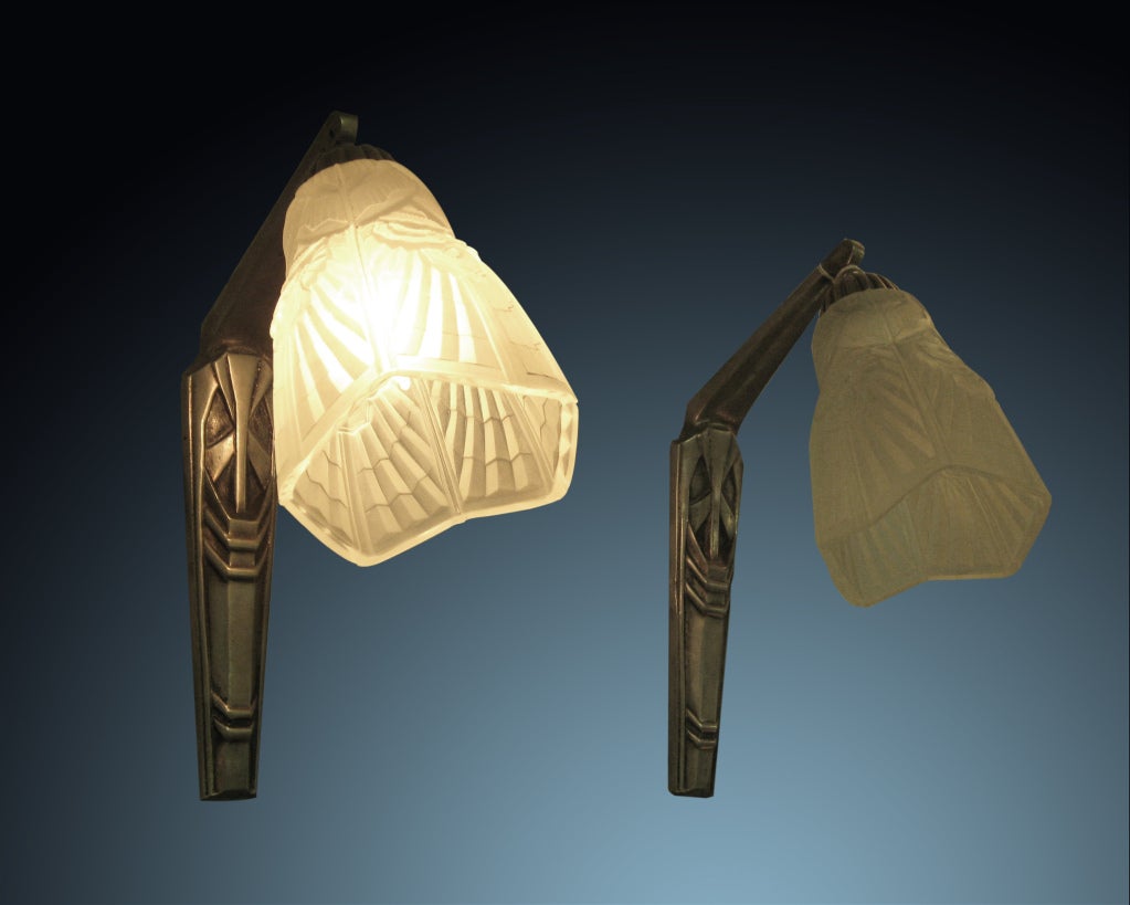 Pair of Original French Art Deco 1920's Tulip Sconces