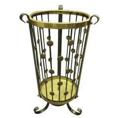 French Two Tone Brass and Iron Tripodal Umbrella Stand