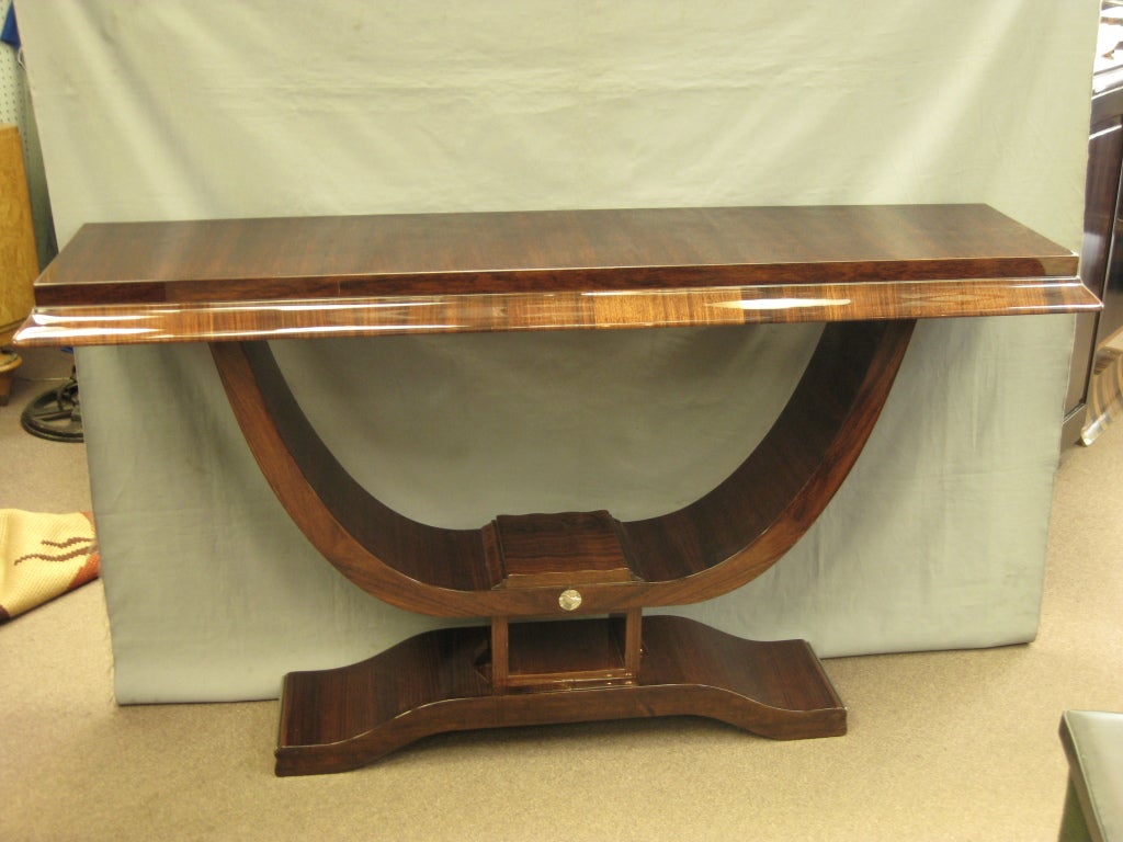Pair of French Art Deco U shaped rosewood consoles circa 1930